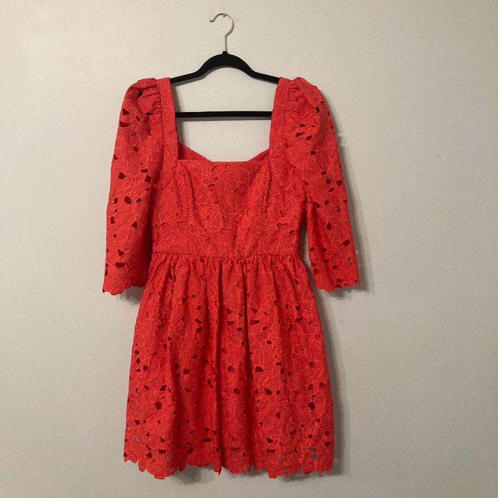 CARA CARA Hart Dress Size 6 Hibiscus Color NEW Square Neck Feminine Puff Should